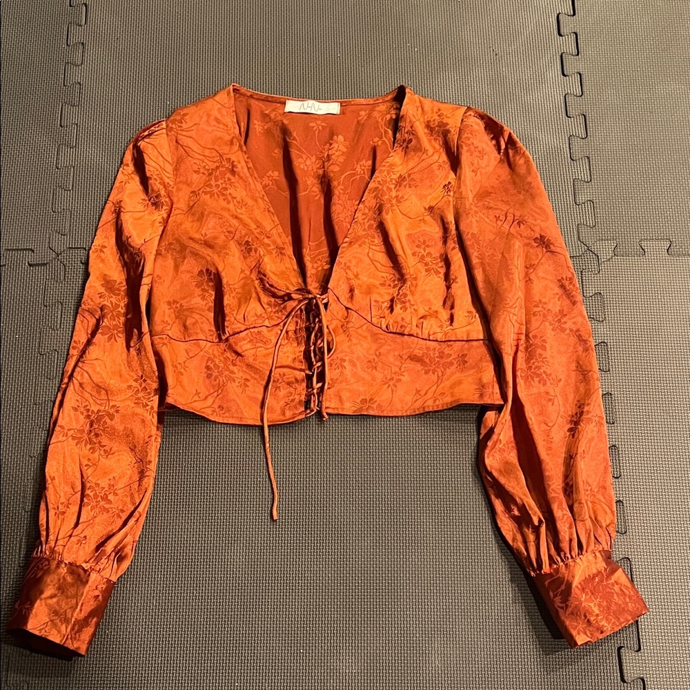 NaNa Rust Orange Lace-Up Blouse